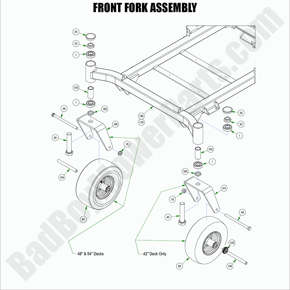 2828 - Bad Boy Mower Parts Lookup > 2022 > MZ & MZ Magnum > Front Fork Assembly